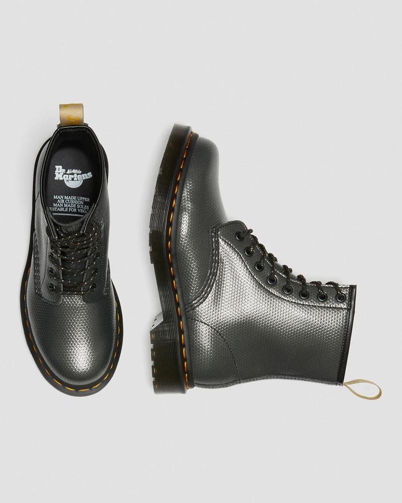 Dr Martens Vegan 1460 Metallic Emboss Veterlaarzen Dames Grijs | NL 555RVD